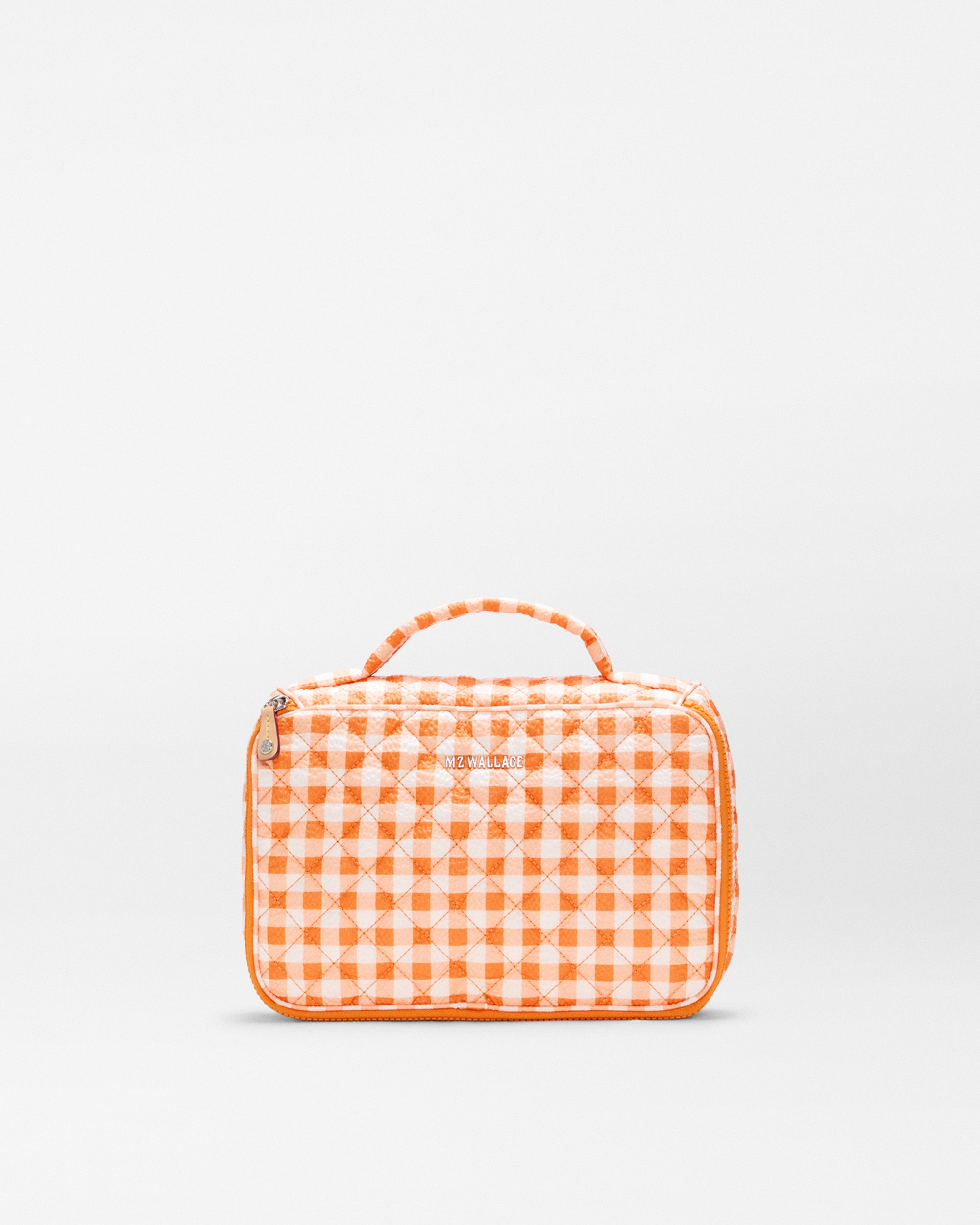 179x2415_sunset_orange_gingham_zip_round_cosmetic_A1